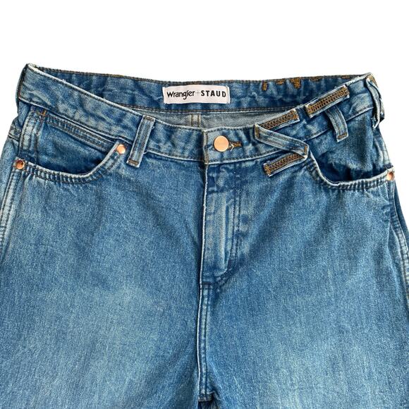 WRANGLER + STAUD the loose fit Jean 27x32 Light Wash Blue Wide Leg Mid Rise - Picture 5 of 12